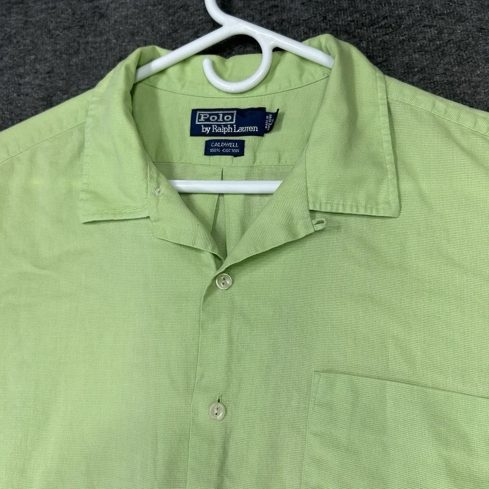 Vintage Polo Ralph Lauren Caldwell Shirt Mens XL Green Camp Loop Collar Cotton